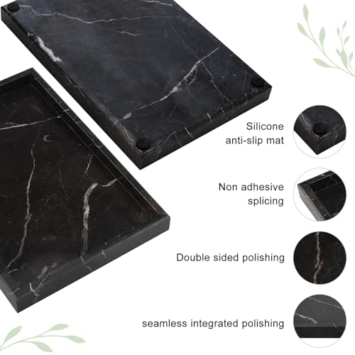 Brown Marble Tray,Pure Natural Vanity Tray | Marble Tray for Kitchen Counter Non-Ceramic/Non-Resin,Stone Trays 12 x 8 inch - color: Brown