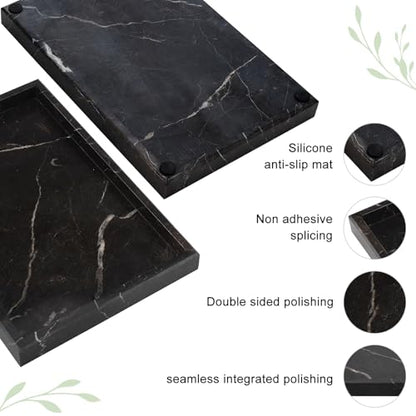 Brown Marble Tray,Pure Natural Vanity Tray | Marble Tray for Kitchen Counter Non-Ceramic/Non-Resin,Stone Trays 12 x 8 inch - color: Brown