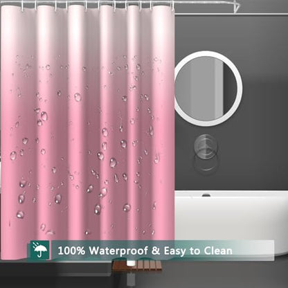 Shower Curtain Liner, 100% Waterproof Peva Shower Curtains with 3 Duty Heavy Bottom Magnets and 12 Rust Proof Grommets, 72x72 Weighted Shower Liner for Shower Stall, Bathtubs - color: Gradient Pink