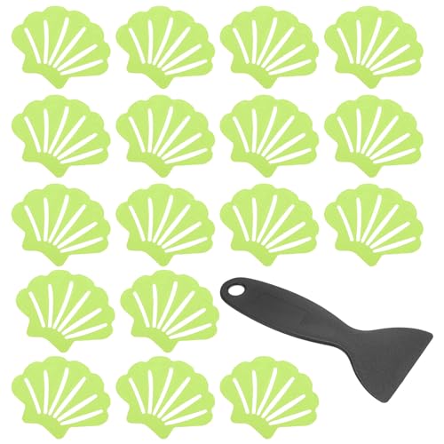 PATIKIL 30 Pcs Non Slip Bathtub Stickers, Anti Slip Shower Stickers with Scraper Bathroom Shower Floor Decals Sea Shell Shape Cute Treads Tubs, Green - color: Green