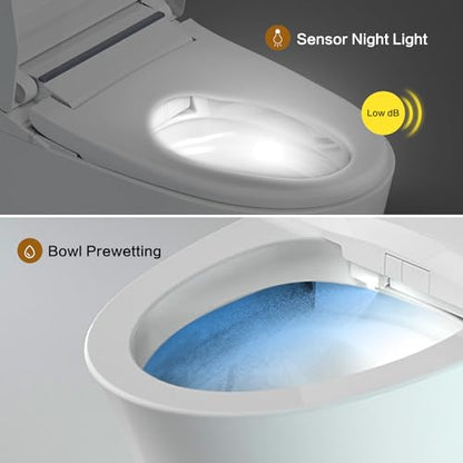 FN3 Smart Toilet Seat, Elongated Toilet Seat Slow Close, Electric Heated Bidet with Pre-Wet, Bidet Attachment for Toilet Warm Water, Air Dryer, Remote Control