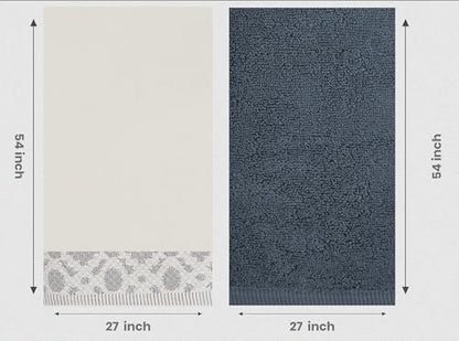 ELITE 4 Pack Luxury Jacquard Bath Towel Set – 100% Cotton, 600 GSM Ultra Soft & Absorbent Towels – Elegant Floral Pattern – 4 Large Bath Towels 27"x54" for Bathroom, Gift Spa & Hotel (China Blue) - color: China Blue