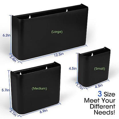 Picowe 3 PCS Magnetic Laundry Storage, Magnetic Storage Box for Laundry Room, Kitchen, Bathroom, Office, Space-Saving Trash Container Hanging on Dryer, Washer or Wall Mount Trash Bin (Black) - size: L+ M + S - Black