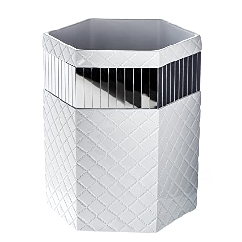 Creative Scents Quilted Mirror 6 Piece Bathroom Accessories Set | Includes Trash can, Tissue Box Cover, Soap Dispenser, Toothbrush Holder, Tumbler Cup & Soap Dish - style: 6 Piece Set