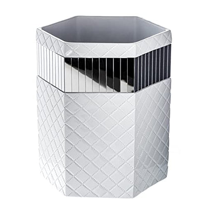 Creative Scents Quilted Mirror 6 Piece Bathroom Accessories Set | Includes Trash can, Tissue Box Cover, Soap Dispenser, Toothbrush Holder, Tumbler Cup & Soap Dish - style: 6 Piece Set