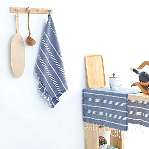 Cacala 100% Turkish Cotton Kitchen Tea Towels, Highly Absorbent Luxury Soft Quick Drying Dish Towel with Hanging Loop for Gym, Yoga, Bath, Sports, Cleaning and Kitchen (23 x 36), Dark Blue - color: Dark Blue
