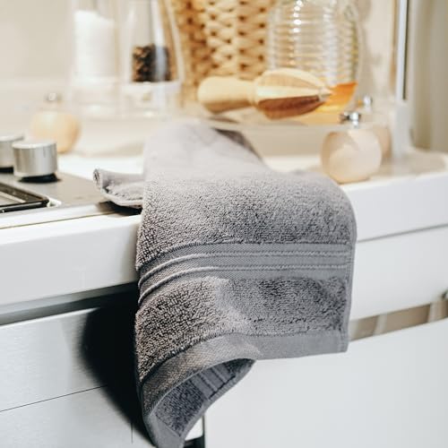 Milara Turkish Super-Plush Wash Cloths Set 4-Piece | Premium 100% Cotton Washcloths Absorbent, Durable with Hanging Loops | Anthracite (Dark Gray) Bath Washcloths, (13 x 13 Inch) - color: Anthracite (Dark Gray), size: Wash Cloth (4 Pcs) - 13" x 13"