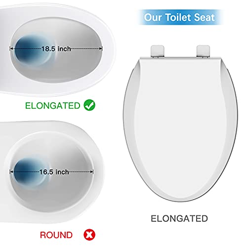 Toilet Seat Round Quick Release, Easy Installation & Release, Safe PP Material Easy Clean, Comfortable Ergonomic Design - size: Elongated-M01