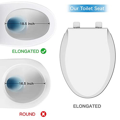 Toilet Seat Round Quick Release, Easy Installation & Release, Safe PP Material Easy Clean, Comfortable Ergonomic Design - size: Elongated-M01