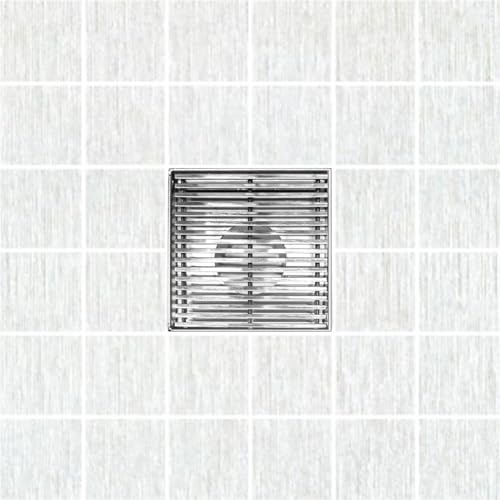 304 Stainless Steel 4 Inch Square Polished Chrome Shower Drain Kit with Base Linear Wedge for Tile Floor Drain Grate Cover Hair Catcher Trap (Polished Stainless Steel, Square PVC Plastic) - color: Polished Stainless Steel