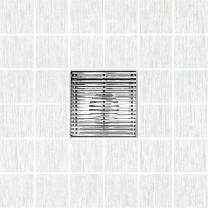 304 Stainless Steel 4 Inch Square Polished Chrome Shower Drain Kit with Base Linear Wedge for Tile Floor Drain Grate Cover Hair Catcher Trap (Polished Stainless Steel, Square PVC Plastic) - color: Polished Stainless Steel