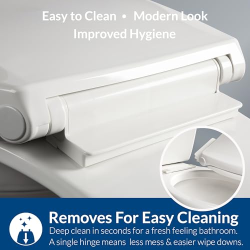 Mayfair Preston Easy to Clean Single Hinge Toilet Seat, Modern Slow Close Plastic Toilet Seat, Made in USA, Elongated, White - size: Elongated