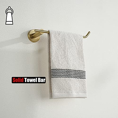 JQK Hand Towel Bar, Brushed Gold Stainless Steel Towel Ring Holder for Bathroom, 9 Inch Wall Mount, TR100-BG - color: Gold, size: 9 Inch (Right)