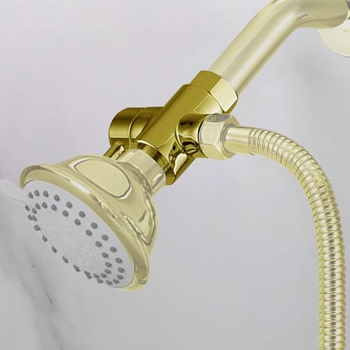 Brass Shower Arm Diverter Valve for Hand Held Showerhead and Fixed Spray Head,G 1/2 3-Way Bathroom Universal Shower System Replacement Part (Gold) - color: Gold