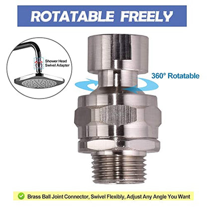 Shower Head Swivel Ball Adapter Brass Adjustable Shower Connector Shower Arm Extension Bathroom Universal Showering Component (Brushed Nickel) - color: Brushed Nickel