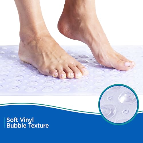Kenney KN61292 Vinyl Bubble Bath Mat, Shower Mat, Tub Mat with Suction Cups and Drain Holes for Use Inside the Bathroom Shower, 30.75" L x 15.25" W, Clear - color: Clear, size: 30.8" x 15.3" (Rectangular)