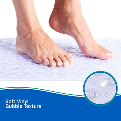 Kenney KN61292 Vinyl Bubble Bath Mat, Shower Mat, Tub Mat with Suction Cups and Drain Holes for Use Inside the Bathroom Shower, 30.75" L x 15.25" W, Clear - color: Clear, size: 30.8" x 15.3" (Rectangular)