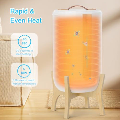 Keenray Towel Warmer for Bathroom, Towel Warmer Bucket with Heating Progress Bar, Fragrance Disc Holder, Leather Handle, Auto Shut-Off Towel Bucket Fits Up to Two 40" x 70" Towels, Blankets White - color: White/Wood, size: 19L