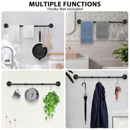 Industrial Pipe Towel Rack Towel Bar, Heavy Duty Wall Mounted Rustic Farmhouse Bath Towel Holder for Bathroom (Black, 42 inch) - color: Black, size: 42 inch