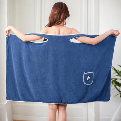 Unisex Bath Towel, Wearable After Bath Towel Set, Wearable Quick Dry Shower Gym Towel(53" x 31", Blue Gray) - color: Blue Gray, size: S(135X80CM)