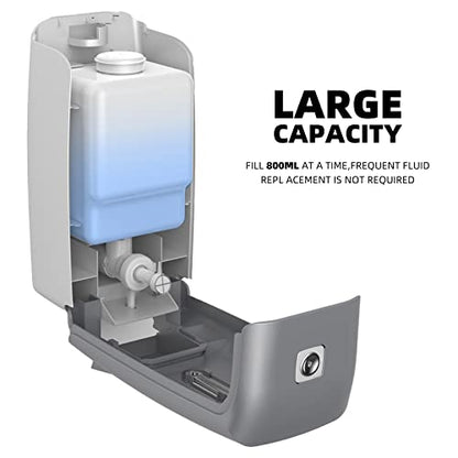 Commercial Wall Mount Soap Dispenser, Refillable ABS Plastic Manual Liquid Hand Soap Sanitizer Dispenser, 27oz (800ml) Large Capacity for Restaurant Office Public Restroom - color: Silver, size: PN9088-Silver