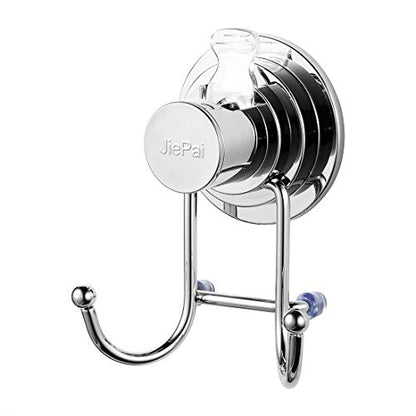 JiePai Suction Cup Towel Hooks, Shower Holder Organizer, Chrome,1 Pack | Vacuum Suction Cup,No-Drill Wall Mount, Towel Rack Organizer, For Kitchen, Bathrobe, Loofah - color: Suction Cup Towel Hook(1 Pack)-Chrome