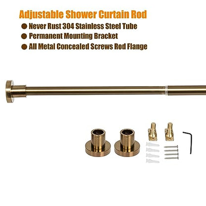 Heavy Duty Shower Rod, Adjustable Shower Curtain Rod, Expandable 47-84 Inch, Permanent Mount Shower Rod, Never Rust Stainless Steel for Window Curtain and Closet, Champagne Bronze - color: CHAMPAGNE BRONZE