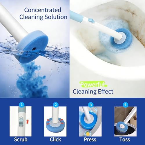 RV Toilet Brush, RV Accessories, Wall Mount Toilet Brush, 64 Toilet Refills | Hands Free Toilet Brush, One-Button Release, RV Toilet Brush and Holder Set, Compact Design, Camper Bathroom Accessories