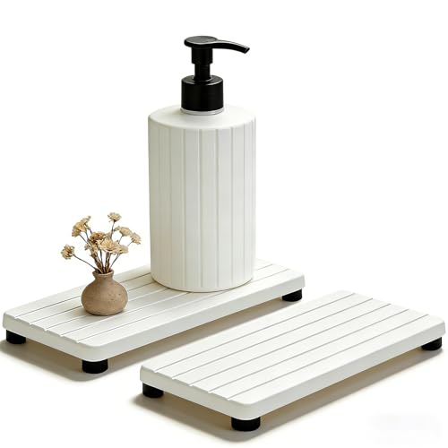 2PCS Stone Drying Tray, Water Absorbing Stone Tray for Sinks, Neat Diatomite Sink Trays, Fast Drying Kitchen Sponge Hand Soap Holder, Instant Dry Sink Coasters Used for Bathroom Counter -White - color: 2pcs White 5stripes