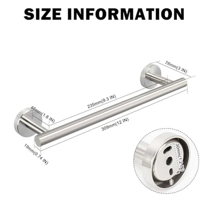 Livabber Bath Towel Bar, 304 Stainless Steel Towel Rack, Heavy Duty Towel Holder Wall Mounted for Bathroom/Kitchen, Usable Hanging Length-9.3 Inch, Total Length-12 Inch (Brushed Nickel) - color: Brushed Nickel, size: 12 Inch