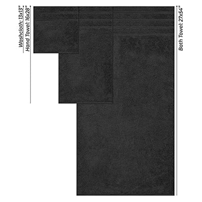 American Soft Linen 100% Carde Cotton 6 Piece Towel Set, 590 GSM Heavy Weight Soft Absorbent Turkish Towels for Bathroom, Coal Black - color: Jet Black