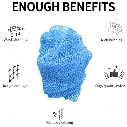 SPMKTBOZAI African Net Sponge Authentic, Exfoliating Net for Body Back | African Net Sponge with Knots| Long Stretch| African Net for Sensitive Skin| Durable & Quick Dry| Daily Use| Sky Blue - color: Sky Blue