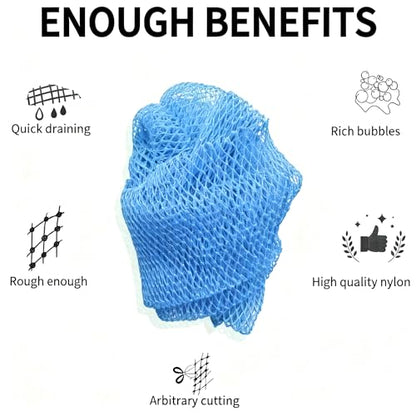 SPMKTBOZAI African Net Sponge Authentic, Exfoliating Net for Body Back | African Net Sponge with Knots| Long Stretch| African Net for Sensitive Skin| Durable & Quick Dry| Daily Use| Sky Blue - color: Sky Blue