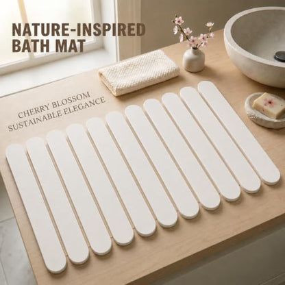 Foldable Stone Bath Mat Large 30" x 17" – Diatomaceous Earth Quick Drying Non-Slip Bathroom Mat – Super Absorbent Diatomite Mat, Durable & Easy to Clean, Modern (White, Large 30" x 17") - color: White