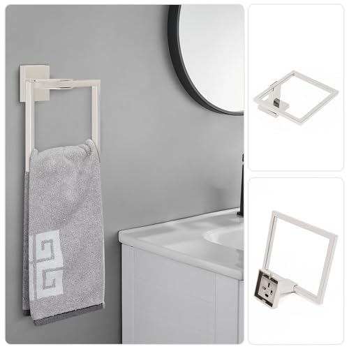 NearMoon 5 Pieces Bathroom Hardware Set 304 Stainless Steel, Square Towel Rack Kit - 24" Towel Rod + Towel Ring + Toilet Paper Holder + 2 Robe Hooks, Wall Mounted Bath Accessories (Chrome Finish) - color: Chrome Finish