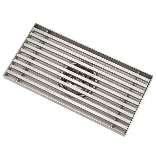 304 Stainless Steel Linear Shower Drain 8 Inch Long 20x10 cm Rectangular Floor Grate for 50 mm Pipe Middle Outlet (Middle Drain) - size: Middle Drain