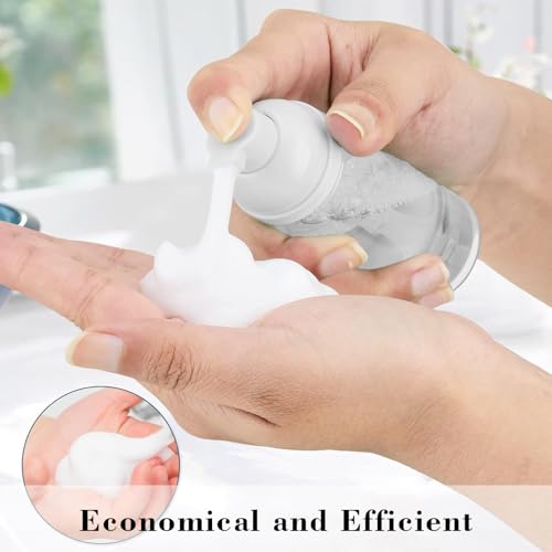 2Pcs 3.4oz Foam Pump Bottle, Empty Plastic Travel Foaming Soap Dispenser for Hand Soap, Shampoo, Facial Cleansers (100ml/Clear) - size: 100ml-2pcs