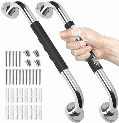 2 Pack Grab Bars for Showers 16 Inch Anti Slip | Shower Grab Bars for Seniors, Handicap Grab Bars for Wall Bathroom, Safety Bath & Shower Handles for Elderly - size: 16inch - silicone