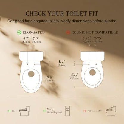 Bidet Toilet Seat Elongated, Heated Electric Bidet Foam Shield | Warm Water Wash & Warm Air Dryer, LED Display Screen, Self-Cleaning Nozzle, Soft Close Lid, Night Light, Remote & Heated Seat - style: Display – Premier