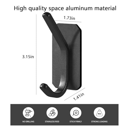 Paoli Heavy Duty Adhesive Wall Hooks, 30 lb Max Load Waterproof Hooks for Bathroom Towels Coats Bags, No Drill Damage-Free for Renters Apartment Dorm, Matte Black, 4 Pack - color: Black