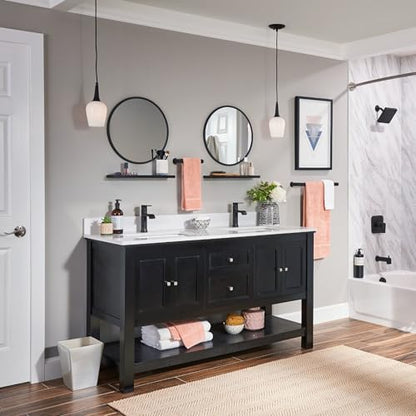 Moen Genta LX Matte Black One-Handle Modern Bathroom Sink Faucet with Optional Deckplate and Low-Arc Spout for Bath Countertop, 6702BL - color: Matte Black