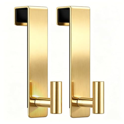 WUIVIUT Over Door Hooks - Non-Slip Dots Door Hanger, Towel Hook for Robe,Heavy Duty Rack Bathroom Hook (Gold, T Shape 2 Pack, Fits 1-3/4'' Thick) - size: T Shape 2 Pack, Gold
