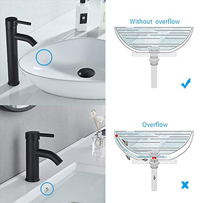Bathroom Sink Drain Without Overflow Vessel Sink Lavatory Vanity Pop Up Drain Stopper Matte Black - color: Black, size: Without Overflow