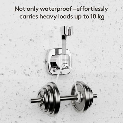 Shower Head Holder with Suction | 360° Swivel | Black | Tool-free install in seconds, 360° swivel head, 10kg built-in storage hook, removable, rust-resistant, strong suction grip - color: Black