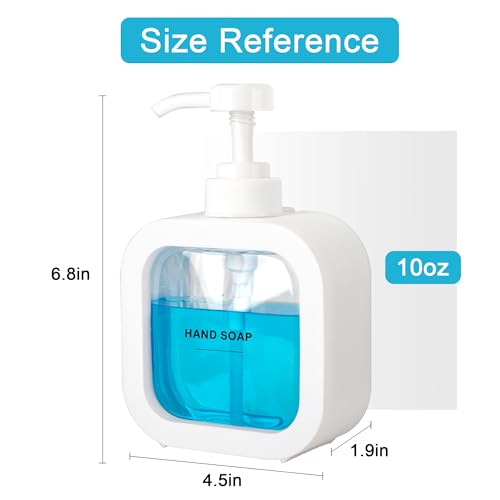 Modern Soap Dispenser for Bathroom and Kitchen Sink, Small Hand Soap Plastic Dish Soap Dispenser with Pump and Labels - White - color: White