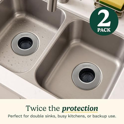 Cuisinart Sink Strainers- 2 Pack Kitchen Sink Drain Strainer & Food Catcher with Enamel-Coated Stainless Steel Rim and Silicone Base, Fits Standard 3.5" Drains, Outer Diameter 4.35", Scratch-Safe - color: Brushed Steel