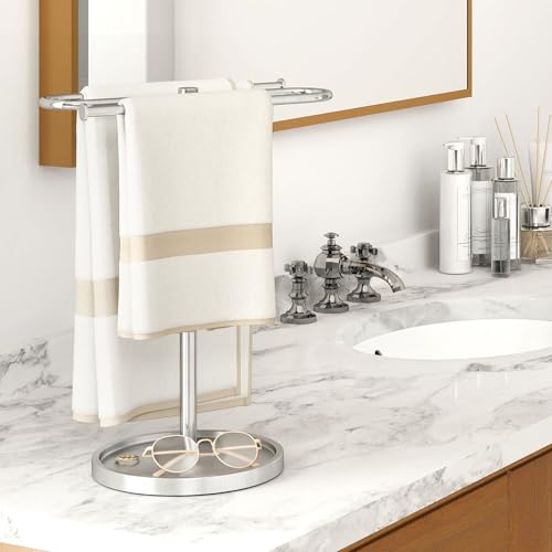 Bethom Hand Towel Holder Countertop Standing for Bathroom,Brushed Nickel | S-Shape Stainless Steel Towel Stand Rack Bar Holds 2 Towels for Kitchen - color: Brushed Nickel