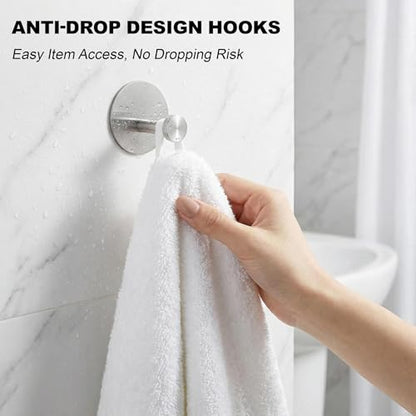Towel Hooks for Bathroom (4 Pack) Adhesive Towel Hook Shower Hooks for Inside Shower - Sticky Bathroom Wall Hooks for Hanging Towels, Robe, Loofah, Bath Sponge (Style 2 - Silver) - color: Style 2 - Silver