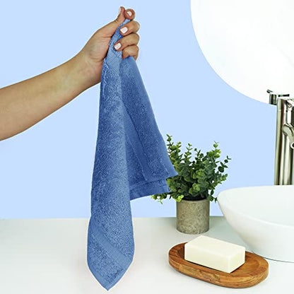 Chakir Turkish Linens Personalized 3 Piece Towel Set, 100% Cotton Luxury Turkish Towels for Bathroom, Soft Absorbent Towel Set with Bath Towel Hand Towel and Washcloth, Wedgewood - color: Wedgewood