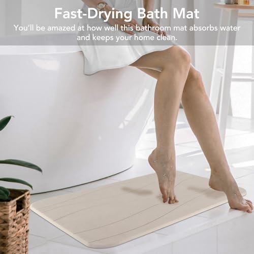 Stone Bath Mat Large, Diatomaceous Earth Shower Mat, Non-Slip Super Absorbent Quick Drying Bathroom Floor Mat, 2 Pack,23.62x15.35, Greyish White - color: Greyish White